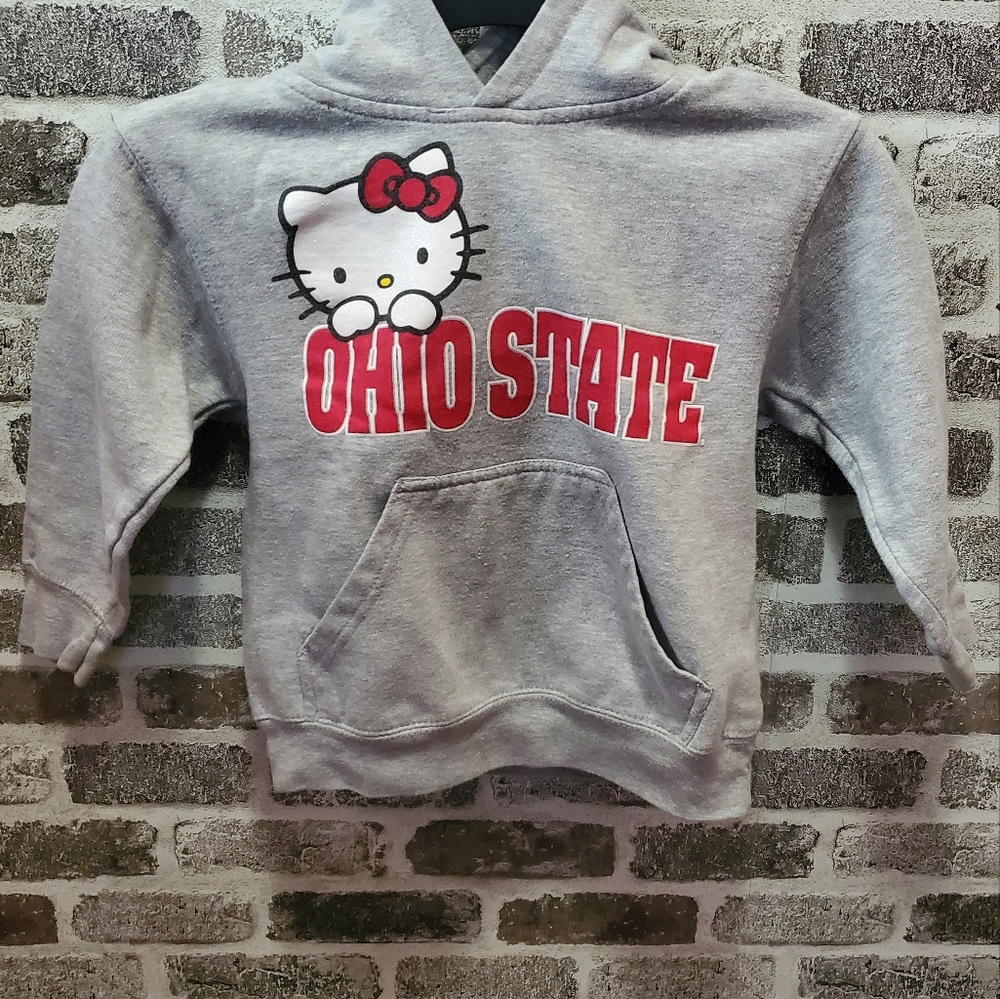 Hello Kitty Ohio State OSU girls hooded sweatshirt gray red